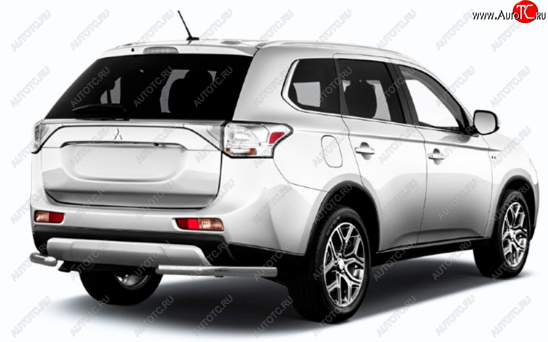 5 499 р. Защита заднего бампера Slitkoff (Ø 57 мм)  Mitsubishi Outlander  GF (2015-2018) 2-ой рестайлинг (Сталь с полимерным покрытием. Цвет: серебристый)  с доставкой в г. Санкт‑Петербург