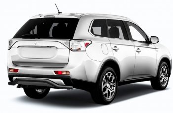 7 249 р. Защита заднего бампера Slitkoff (Ø 57, волна)  Mitsubishi Outlander  GF (2014-2016) 1-ый рестайлинг (Сталь с полимерным покрытием. Цвет: черный)  с доставкой в г. Санкт‑Петербург. Увеличить фотографию 1