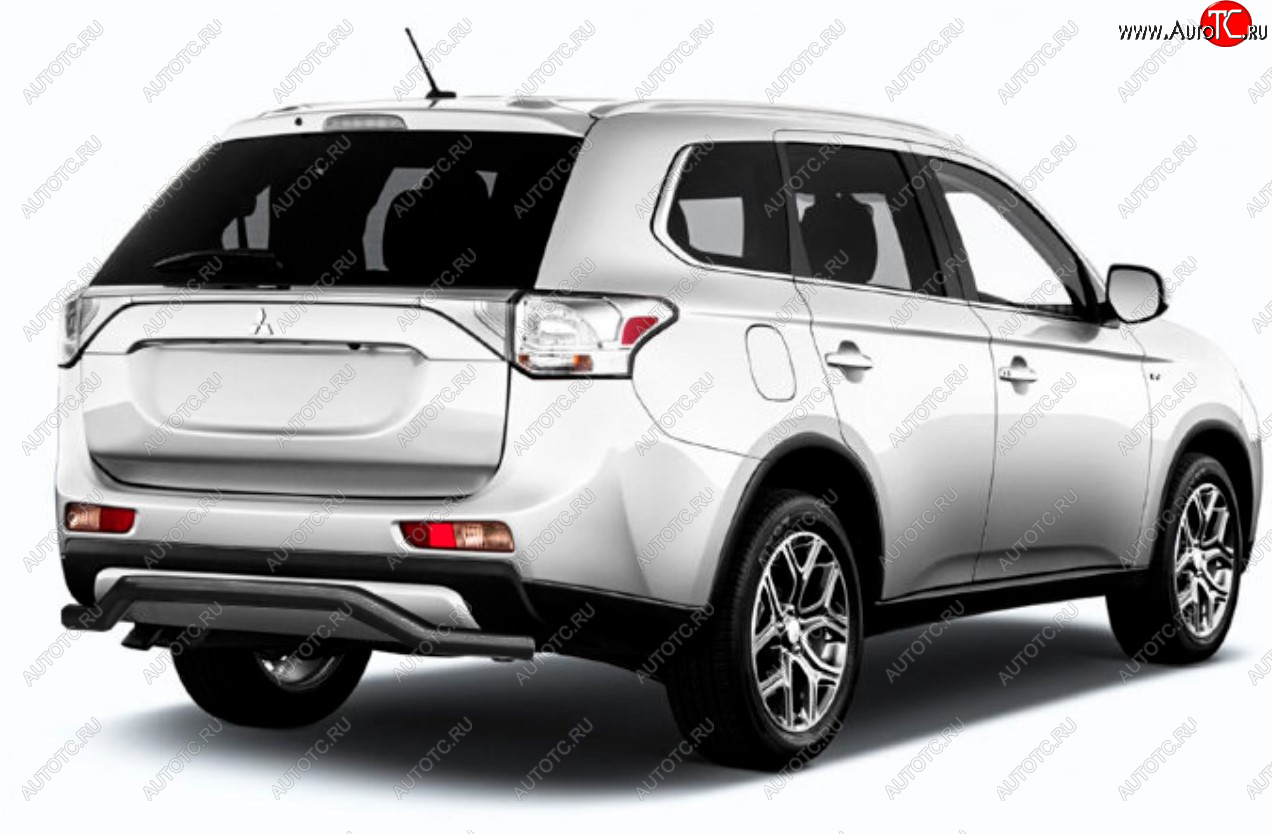 7 249 р. Защита заднего бампера Slitkoff (Ø 57, волна)  Mitsubishi Outlander  GF (2014-2016) 1-ый рестайлинг (Сталь с полимерным покрытием. Цвет: черный)  с доставкой в г. Санкт‑Петербург