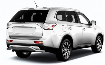 7 249 р. Защита заднего бампера Slitkoff (Ø 57, волна)  Mitsubishi Outlander  GF (2014-2016) 1-ый рестайлинг (Сталь с полимерным покрытием. Цвет: серебристый)  с доставкой в г. Санкт‑Петербург. Увеличить фотографию 1