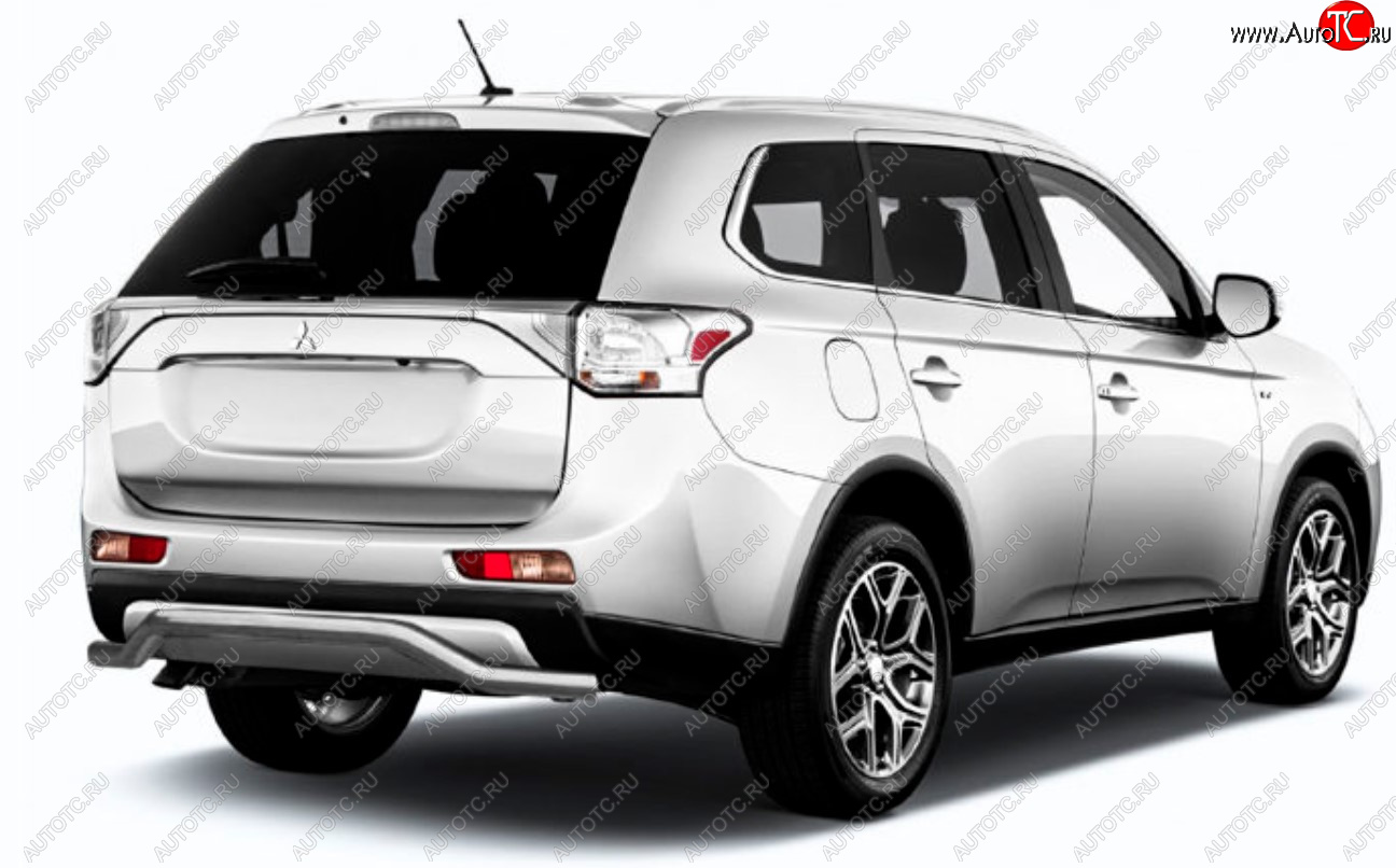 7 249 р. Защита заднего бампера Slitkoff (Ø 57, волна)  Mitsubishi Outlander  GF (2014-2016) 1-ый рестайлинг (Сталь с полимерным покрытием. Цвет: серебристый)  с доставкой в г. Санкт‑Петербург