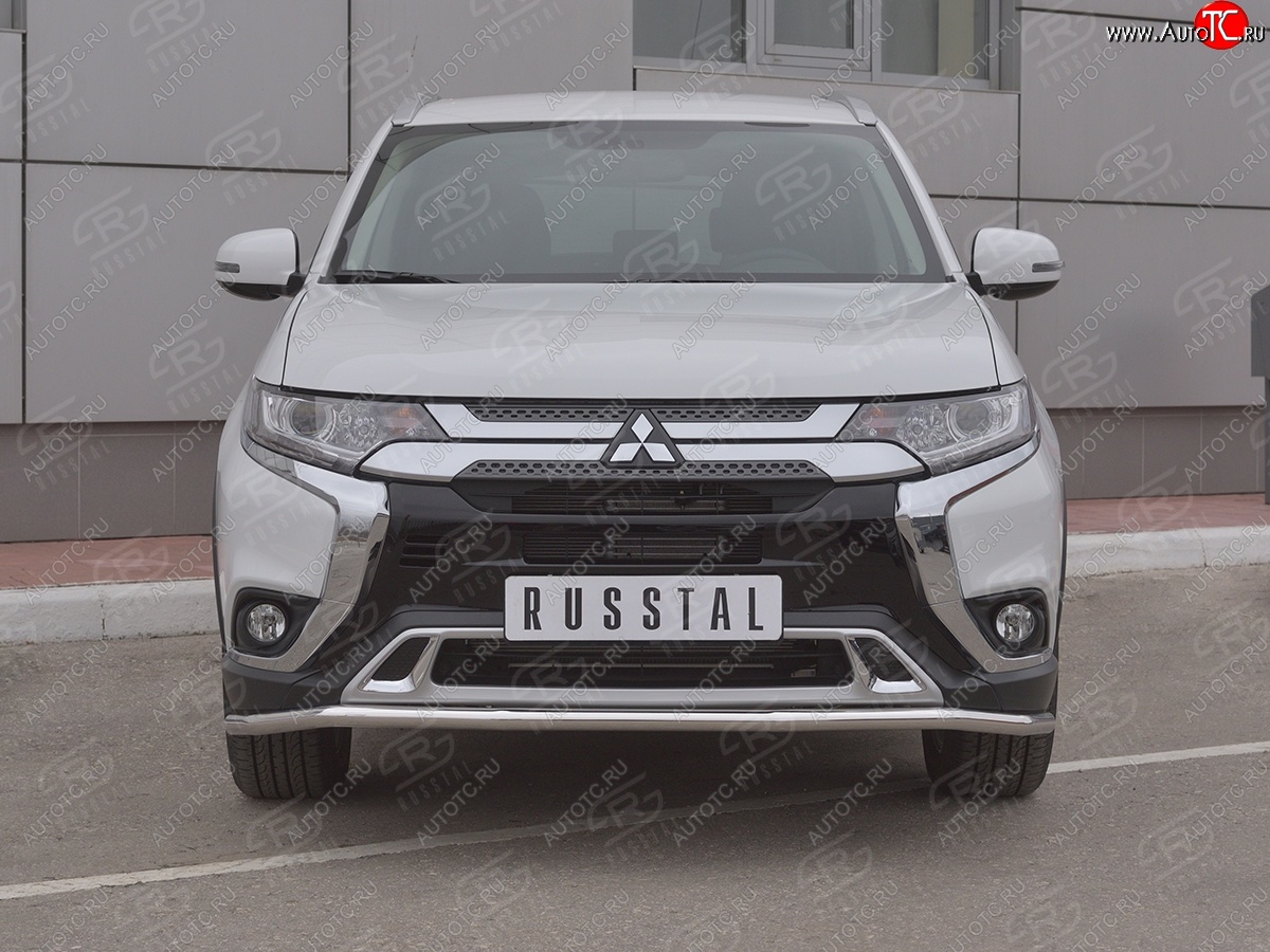 10 399 р. Защита переднего бампера (Ø42 мм, нержавейка) Russtal Mitsubishi Outlander GF 3-ий рестайлинг (2018-2022)  с доставкой в г. Санкт‑Петербург