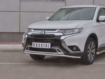 10 399 р. Защита переднего бампера (Ø42 мм, нержавейка) Russtal Mitsubishi Outlander GF 3-ий рестайлинг (2018-2022)  с доставкой в г. Санкт‑Петербург. Увеличить фотографию 2