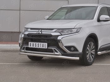 16 799 р. Защита переднего бампера (Ø 63 мм, нержавейка) SLITKOFF Mitsubishi Outlander GF 3-ий рестайлинг (2018-2022)  с доставкой в г. Санкт‑Петербург. Увеличить фотографию 2