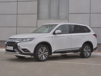 16 799 р. Защита переднего бампера (Ø 63 мм, нержавейка) SLITKOFF Mitsubishi Outlander GF 3-ий рестайлинг (2018-2022)  с доставкой в г. Санкт‑Петербург. Увеличить фотографию 3