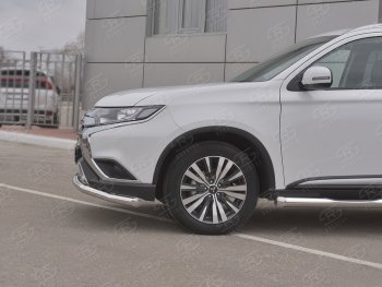 16 799 р. Защита переднего бампера (Ø 63 мм, нержавейка) SLITKOFF Mitsubishi Outlander GF 3-ий рестайлинг (2018-2022)  с доставкой в г. Санкт‑Петербург. Увеличить фотографию 4