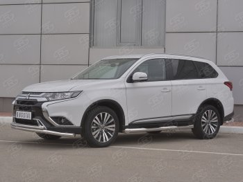 13 449 р. Защита переднего бампера (2 трубы Ø63 и 42 мм, нержавейка) Russtal Mitsubishi Outlander GF 3-ий рестайлинг (2018-2022)  с доставкой в г. Санкт‑Петербург. Увеличить фотографию 2