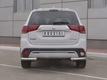 Защита заднего бампера (Ø63 мм уголки, нержавейка) Russtal Mitsubishi Outlander GF 3-ий рестайлинг (2018-2022)