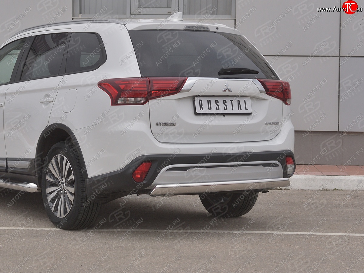 15 999 р. Защита заднего бампера (Ø75x42 мм, нержавейка) Russtal Mitsubishi Outlander GF 3-ий рестайлинг (2018-2022)  с доставкой в г. Санкт‑Петербург