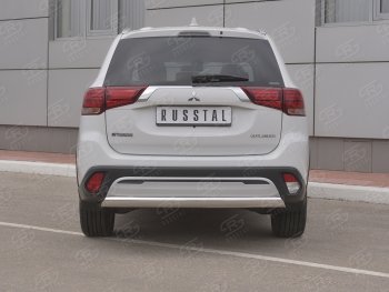 15 999 р. Защита заднего бампера (Ø75x42 мм, нержавейка) Russtal Mitsubishi Outlander GF 3-ий рестайлинг (2018-2022)  с доставкой в г. Санкт‑Петербург. Увеличить фотографию 2