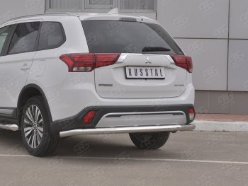 16 799 р. Защита заднего бампера (Ø63 мм, нержавейка) RUSSTAL  Mitsubishi Outlander  GF (2018-2022) 3-ий рестайлинг  с доставкой в г. Санкт‑Петербург. Увеличить фотографию 1