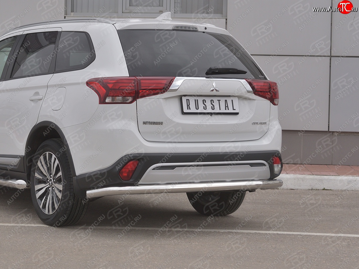 16 799 р. Защита заднего бампера (Ø63 мм, нержавейка) RUSSTAL  Mitsubishi Outlander  GF (2018-2022) 3-ий рестайлинг  с доставкой в г. Санкт‑Петербург