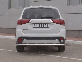 16 799 р. Защита заднего бампера (Ø63 мм, нержавейка) RUSSTAL  Mitsubishi Outlander  GF (2018-2022) 3-ий рестайлинг  с доставкой в г. Санкт‑Петербург. Увеличить фотографию 2