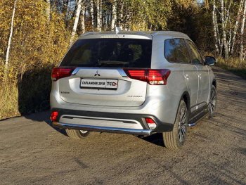 Защита заднего бампера (овальная) ТСС (нержавейка d75х42 мм) Mitsubishi (Митсубиси) Outlander (Аутлэндэр)  GF (2018-2024) GF 3-ий рестайлинг