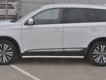 21 999 р. Защита порогов (Ø63 мм, нержавейка) SLITKOFF  Mitsubishi Outlander  GF (2018-2022) 3-ий рестайлинг (Металлические торцы под 45°)  с доставкой в г. Санкт‑Петербург. Увеличить фотографию 2