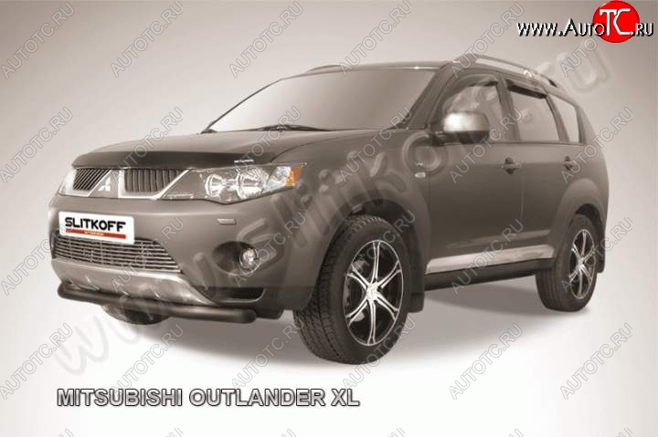 6 599 р. Защита переднего бампер Slitkoff  Mitsubishi Outlander  XL (2005-2009) (Цвет: серебристый)  с доставкой в г. Санкт‑Петербург