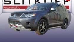 9 449 р. Одинарная защита переднего бампера из трубы диаметром 57 мм Slitkoff  Mitsubishi Outlander  XL (2005-2009) (CW)  дорестайлинг (Цвет: нержавеющая полированная сталь)  с доставкой в г. Санкт‑Петербург. Увеличить фотографию 1