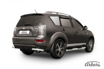 Защита заднего бампера Arbori (уголки, нержавейка, 1 труба d57 mm). Mitsubishi Outlander XL (CW)  дорестайлинг (2005-2009)