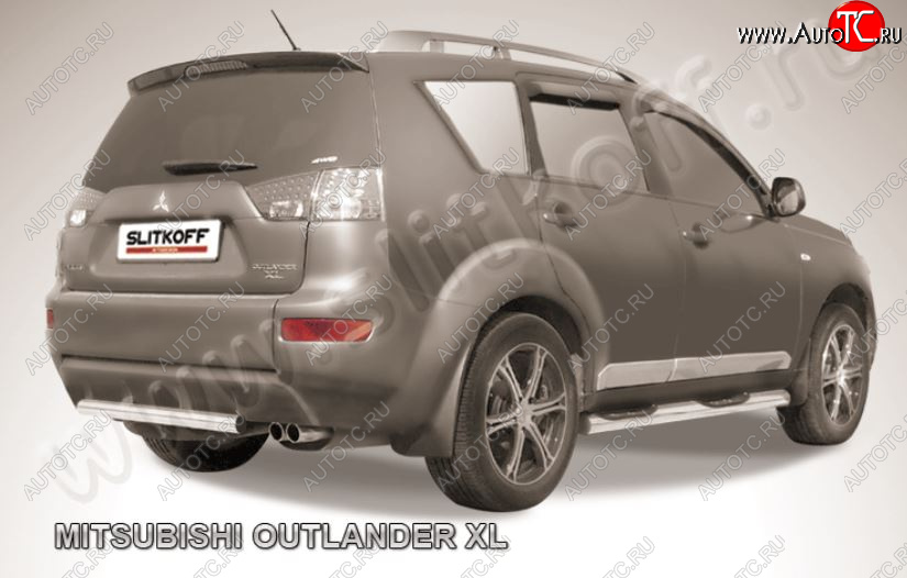 8 999 р. Защита заднего бампера из короткой трубы диаметром 57 мм Slitkoff  Mitsubishi Outlander  XL (2005-2009) (CW)  дорестайлинг (Нержавейка, Полированная)  с доставкой в г. Санкт‑Петербург