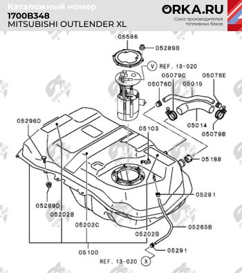 18 999 р. Бак топливный BAKPLAST (50 л., пластиковый, 2 WD) Mitsubishi Outlander XL (CW)  дорестайлинг (2005-2009)  с доставкой в г. Санкт‑Петербург. Увеличить фотографию 2