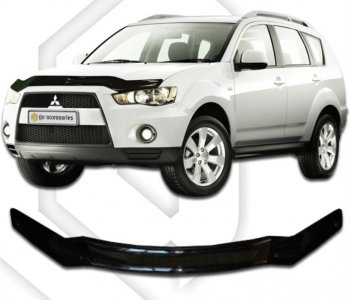 1 799 р. Дефлектор капота CA-Plastic  Mitsubishi Outlander  XL (2010-2013) (Classic черный, Без надписи)  с доставкой в г. Санкт‑Петербург. Увеличить фотографию 1