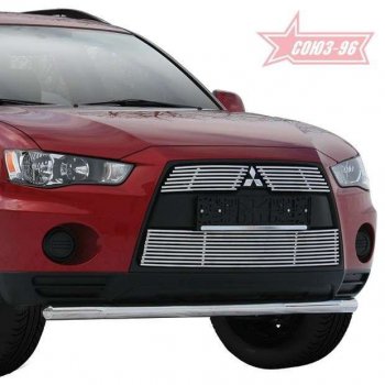 Декоративный элемент воздухозаборника Souz96 нержавеющая сталь Mitsubishi Outlander XL (CW)  рестайлинг (2010-2013)  (Черные 10 мм)