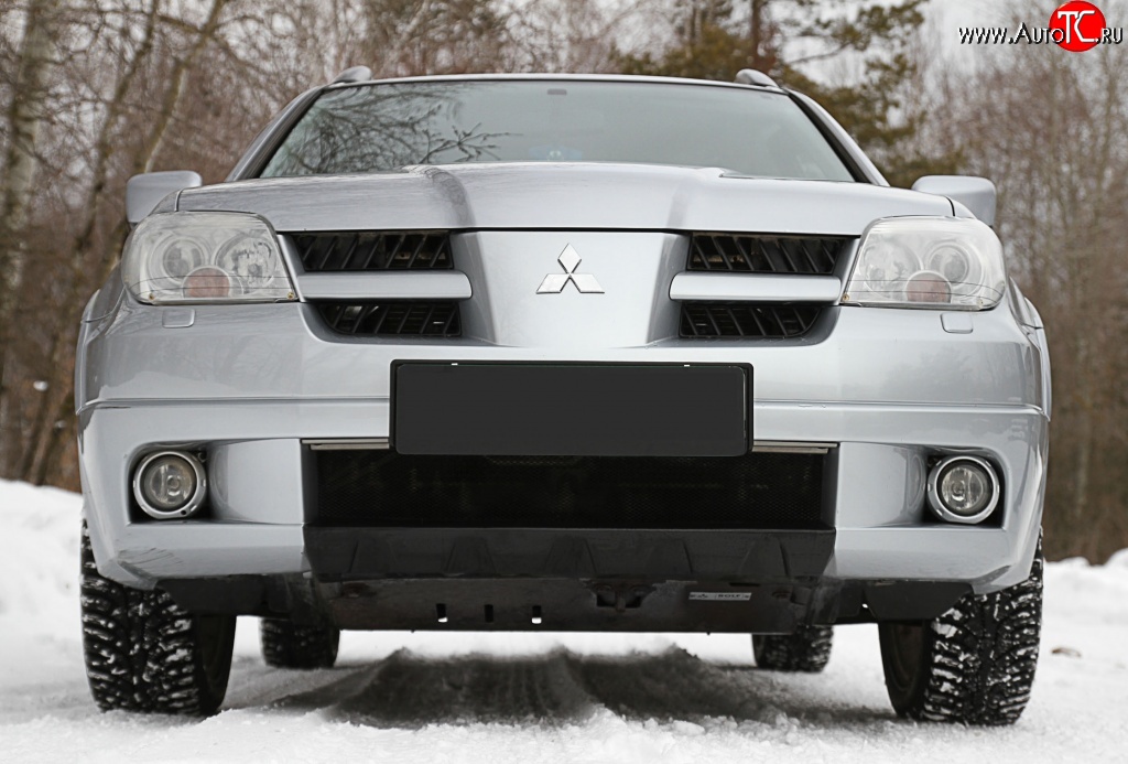 3 299 р. Накладка на передний бампер RA Mitsubishi Outlander CU (2003-2009) (Поверхность глянец (под покраску), Неокрашенная)  с доставкой в г. Санкт‑Петербург