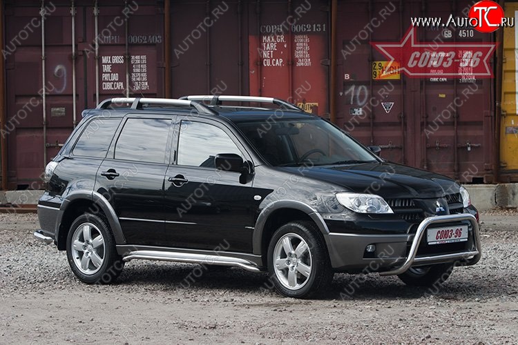 10 079 р. Защита переднего бампера Souz-96 (d60) Mitsubishi Outlander CU (2003-2009)  с доставкой в г. Санкт‑Петербург