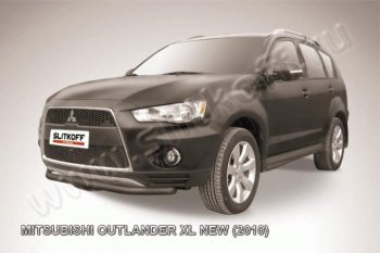 6 599 р. Защита переднего бампер Slitkoff Mitsubishi Outlander XL (CW)  рестайлинг (2010-2013) (Цвет: серебристый)  с доставкой в г. Санкт‑Петербург. Увеличить фотографию 1