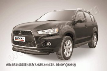 6 999 р. защита переднего бампера Slitkoff  Mitsubishi Outlander  XL (2010-2013) (CW)  рестайлинг (Цвет: серебристый)  с доставкой в г. Санкт‑Петербург. Увеличить фотографию 1