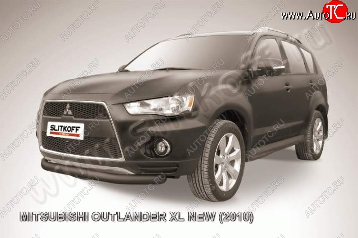 6 999 р. защита переднего бампера Slitkoff  Mitsubishi Outlander  XL (2010-2013) (CW)  рестайлинг (Цвет: серебристый)  с доставкой в г. Санкт‑Петербург