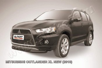 9 799 р. Защита переднего бампер Slitkoff Mitsubishi Outlander XL (CW)  рестайлинг (2010-2013) (Цвет: серебристый)  с доставкой в г. Санкт‑Петербург. Увеличить фотографию 1