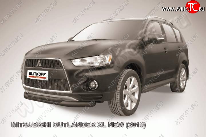 9 799 р. Защита переднего бампер Slitkoff  Mitsubishi Outlander  XL (2010-2013) (CW)  рестайлинг (Цвет: серебристый)  с доставкой в г. Санкт‑Петербург