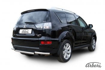 8 999 р. Защита заднего бампера Arbori (короткая, нержавейка, 1 труба d57 mm). Mitsubishi Outlander XL (CW)  рестайлинг (2010-2013)  с доставкой в г. Санкт‑Петербург. Увеличить фотографию 2