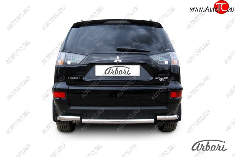 8 999 р. Защита заднего бампера Arbori (короткая, нержавейка, 1 труба d57 mm). Mitsubishi Outlander XL (CW)  рестайлинг (2010-2013)  с доставкой в г. Санкт‑Петербург