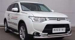 15 999 р. Защита переднего бампера (2 трубыØ63 и 42 мм, нержавейка) Russtal Mitsubishi Outlander GF 1-ый рестайлинг (2014-2016)  с доставкой в г. Санкт‑Петербург. Увеличить фотографию 4