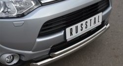 15 649 р. Защита переднего бампера (2 трубыØ63 и 42 мм, нержавейка) Russtal Mitsubishi Outlander GF дорестайлинг (2012-2014)  с доставкой в г. Санкт‑Петербург. Увеличить фотографию 2