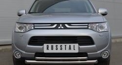 15 649 р. Защита переднего бампера (2 трубыØ63 и 42 мм, нержавейка) Russtal Mitsubishi Outlander GF дорестайлинг (2012-2014)  с доставкой в г. Санкт‑Петербург. Увеличить фотографию 1