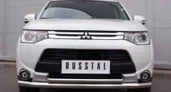 Защита переднего бампера (2 трубыØ63 и 42 мм, нержавейка) Russtal Mitsubishi Outlander GF 1-ый рестайлинг (2014-2016)