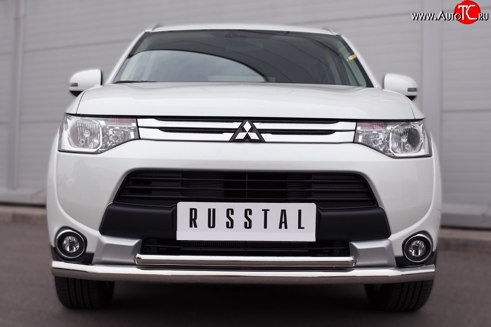 15 999 р. Защита переднего бампера (2 трубыØ63 и 42 мм, нержавейка) Russtal Mitsubishi Outlander GF 1-ый рестайлинг (2014-2016)  с доставкой в г. Санкт‑Петербург