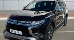 22 949 р. Защита переднего бампера (2 трубыØ75х42 и 63 мм, нержавейка) Russtal Mitsubishi Outlander GF 2-ой рестайлинг (2015-2018)  с доставкой в г. Санкт‑Петербург. Увеличить фотографию 4