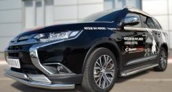 22 949 р. Защита переднего бампера (2 трубыØ75х42 и 63 мм, нержавейка) Russtal Mitsubishi Outlander GF 2-ой рестайлинг (2015-2018)  с доставкой в г. Санкт‑Петербург. Увеличить фотографию 1