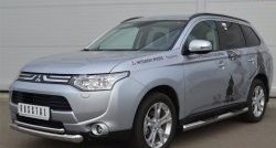 19 699 р. Защита переднего бампера (2 трубыØ76 и 42 мм, нержавейка) SLITKOFF Mitsubishi Outlander GF дорестайлинг (2012-2014)  с доставкой в г. Санкт‑Петербург. Увеличить фотографию 2