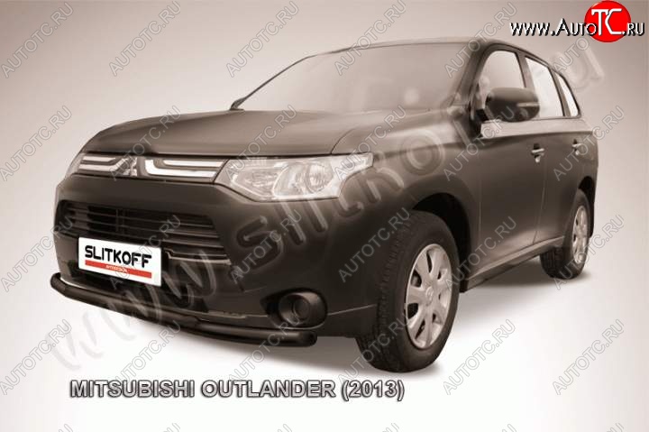 8 549 р. Защита переднего бампер Slitkoff  Mitsubishi Outlander  GF (2012-2014) (Цвет: серебристый)  с доставкой в г. Санкт‑Петербург