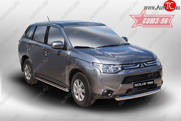 13 274 р. Защита переднего бампера одинарная Souz-96 (d76) Mitsubishi Outlander GF дорестайлинг (2012-2014)  с доставкой в г. Санкт‑Петербург