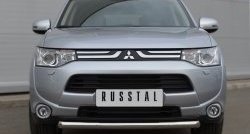 12 499 р. Одинарная защита переднего бампера диаметром 63 мм Russtal Mitsubishi Outlander GF дорестайлинг (2012-2014)  с доставкой в г. Санкт‑Петербург. Увеличить фотографию 1