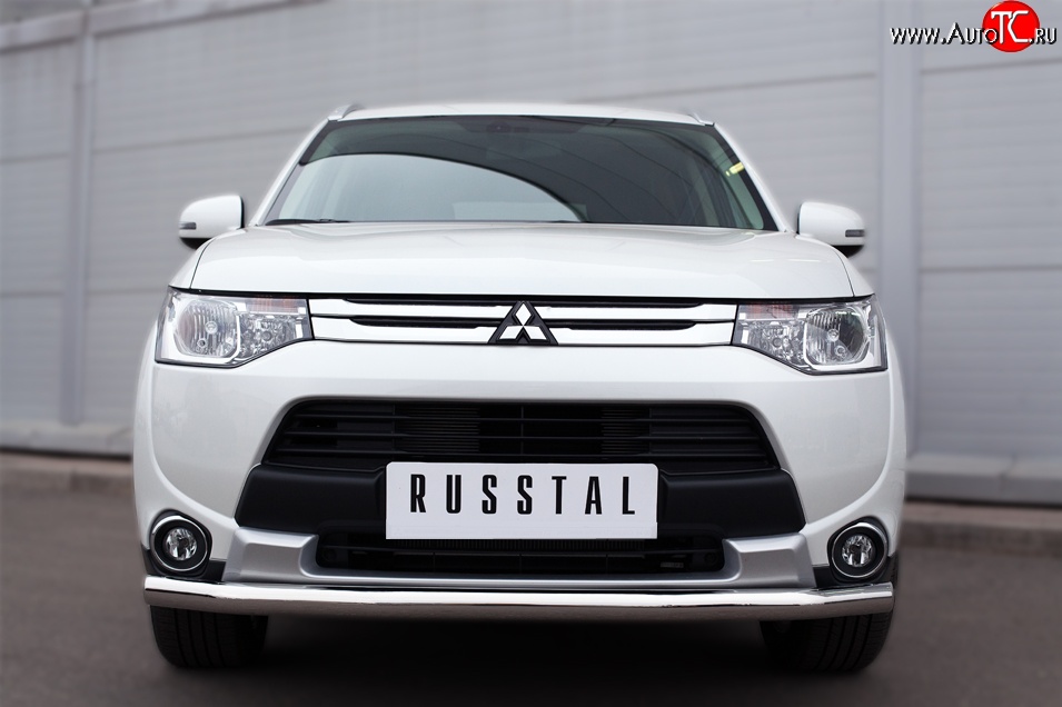 12 499 р. Одинарная защита переднего бампера диаметром 63 мм Russtal Mitsubishi Outlander GF 1-ый рестайлинг (2014-2016)  с доставкой в г. Санкт‑Петербург