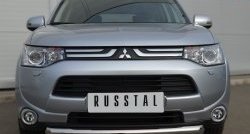 14 599 р. Одинарная защита переднего бампера диаметром 76 мм Russtal Mitsubishi Outlander GF дорестайлинг (2012-2014)  с доставкой в г. Санкт‑Петербург. Увеличить фотографию 3