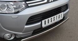 15 649 р. Защита переднего бампера (Ø75х42 мм, нержавейка) Russtal Mitsubishi Outlander GF дорестайлинг (2012-2014)  с доставкой в г. Санкт‑Петербург. Увеличить фотографию 2