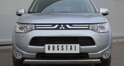 15 649 р. Защита переднего бампера (Ø75х42 мм, нержавейка) Russtal Mitsubishi Outlander GF дорестайлинг (2012-2014)  с доставкой в г. Санкт‑Петербург. Увеличить фотографию 1